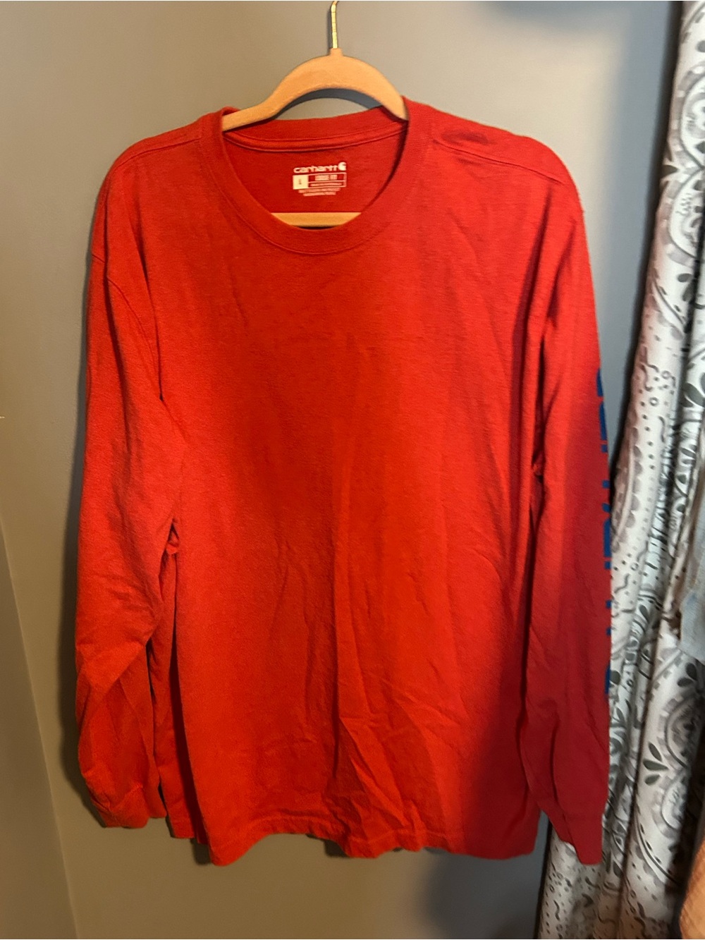 Carhartt Men's Long-Sleeve Crewneck Shirt - Bright Red